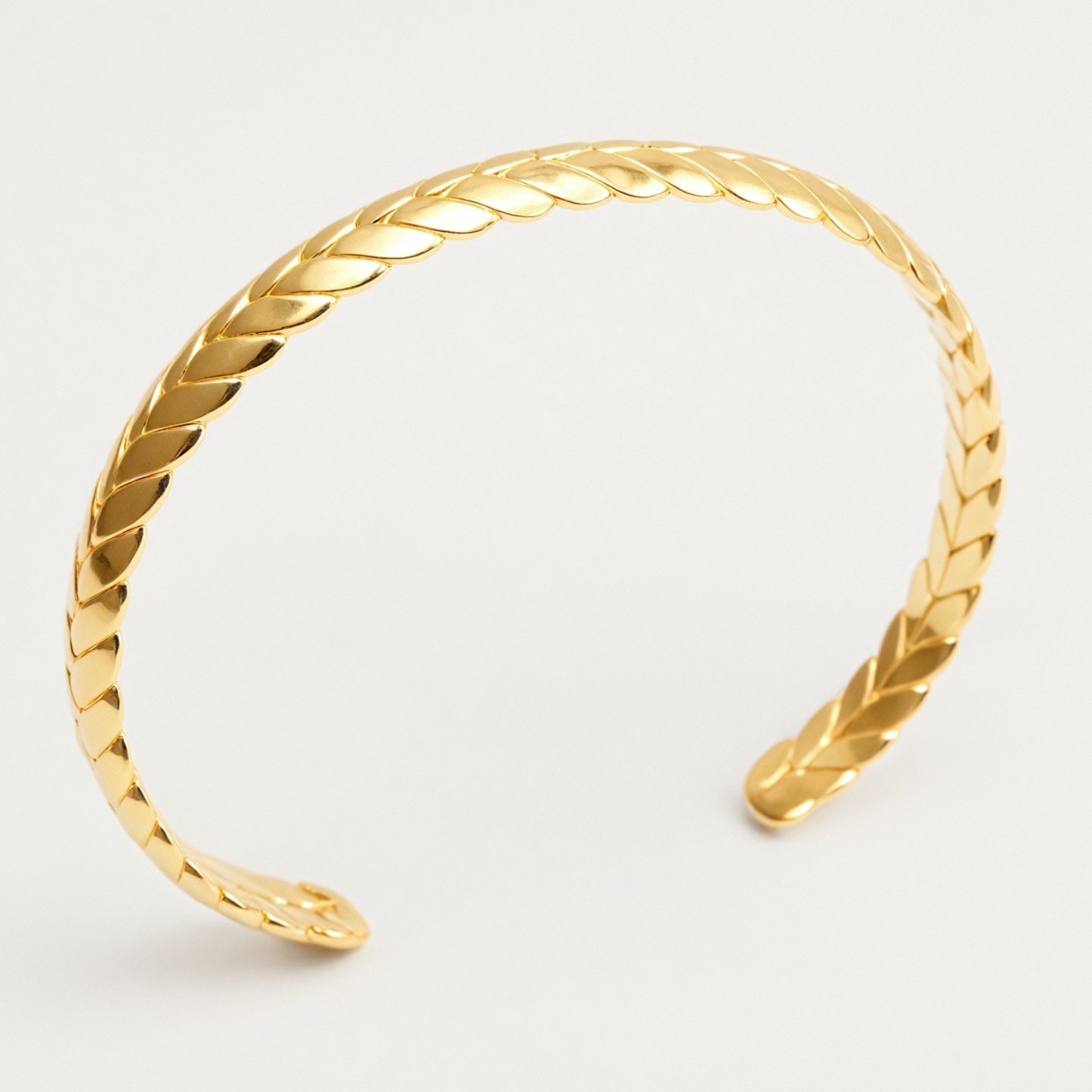 Waterproof Sleek Braided Cuff Bracelet 18K Gold 316L Steel | DZE0841-JinBaoJewerly