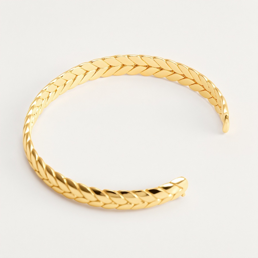 Waterproof Sleek Braided Cuff Bracelet 18K Gold 316L Steel | DZE0841
