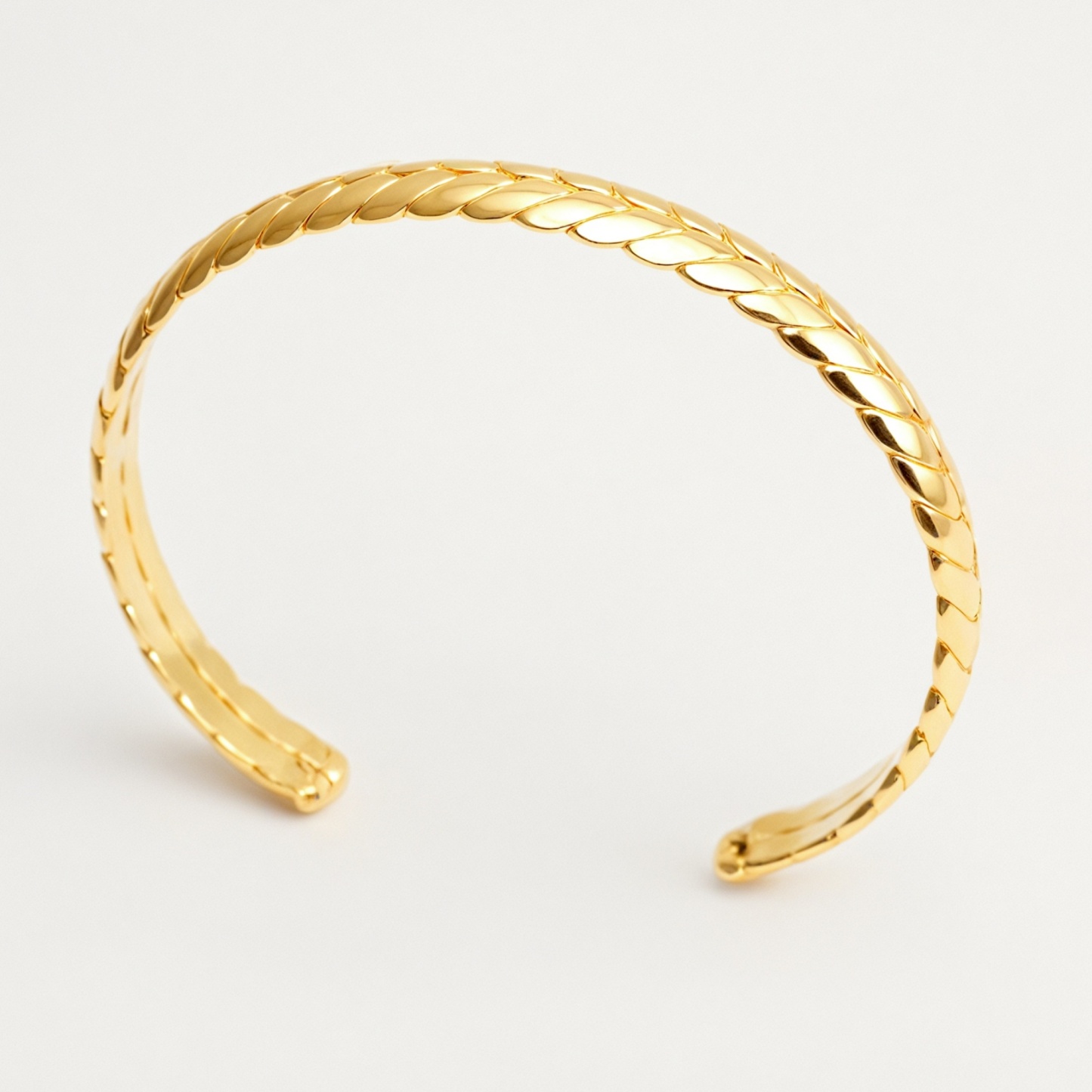 Waterproof Sleek Braided Cuff Bracelet 18K Gold 316L Steel | DZE0841-JinBaoJewerly
