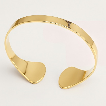 High - end Minimalist Cuff Bracelet 18K Gold Plated 316L Stainless Steel Waterproof | DZE0842-JinBaoJewerly