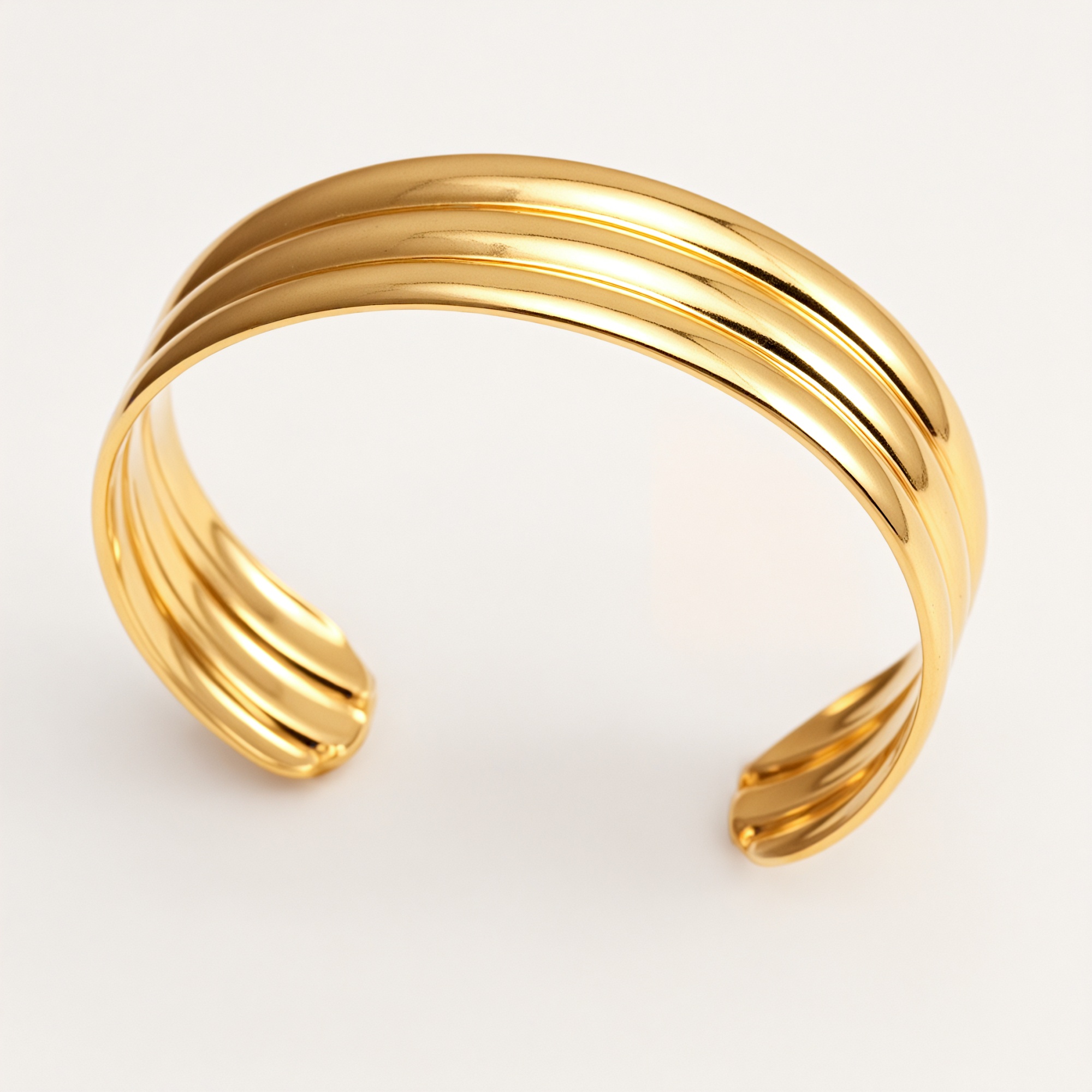 316L Stainless Steel 18K Gold Plated Waterproof Cuff Adjustable Bracelet-JinBaoJewerly