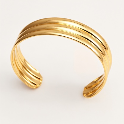 316L Stainless Steel 18K Gold Plated Waterproof Cuff Adjustable Bracelet-JinBaoJewerly