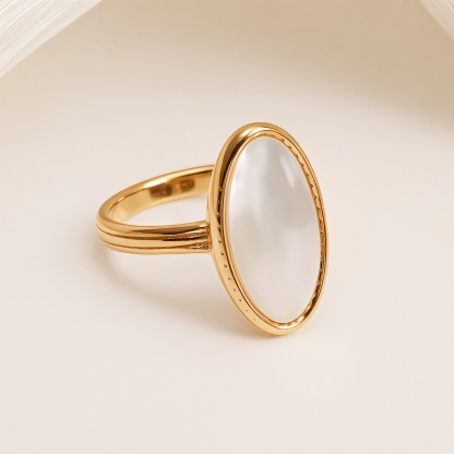 Metallic Texture Mother - of - Pearl Ring Set - Trendy and Versatile Unisex Accessory