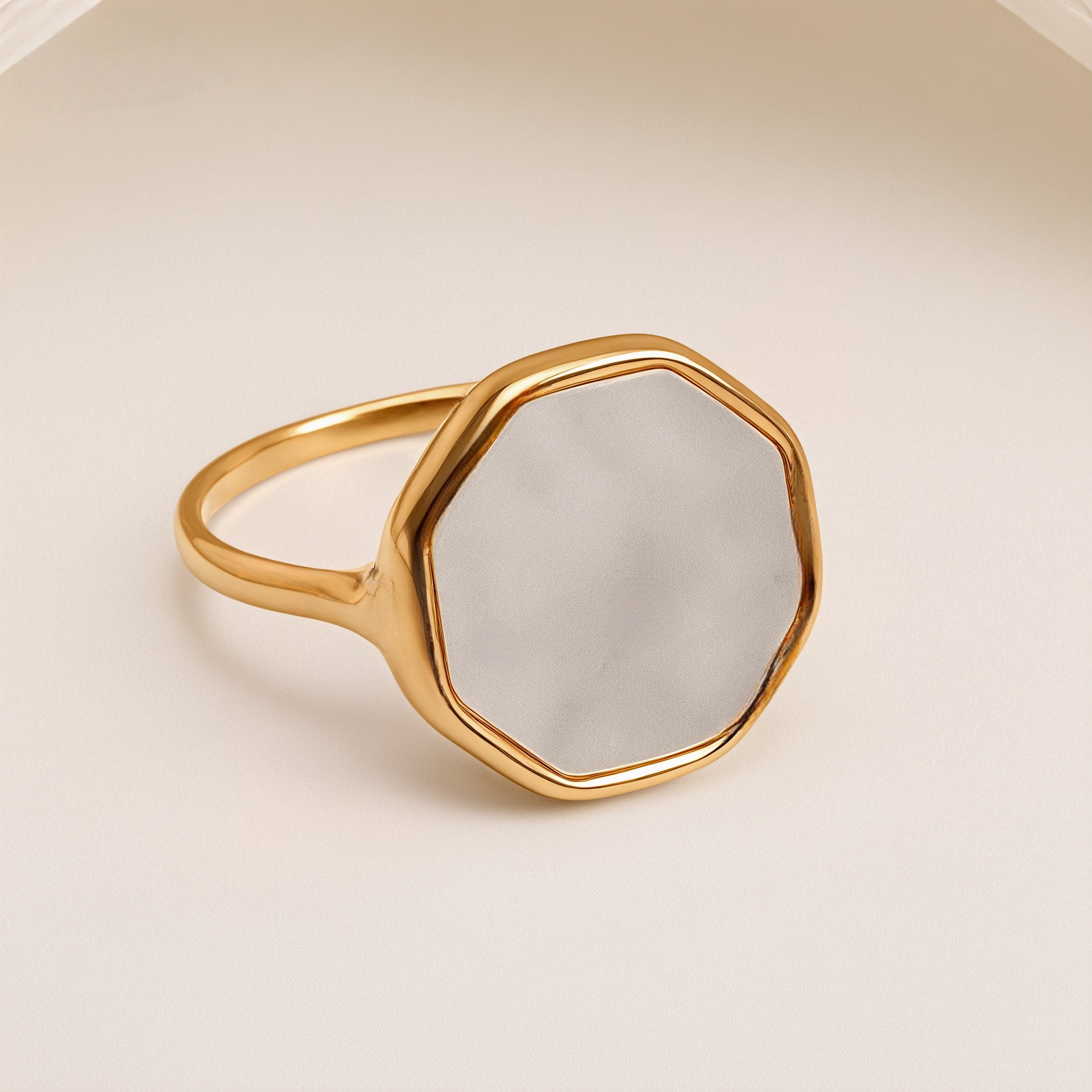 Metallic Texture Mother - of - Pearl Ring Set - Trendy and Versatile Unisex Accessory