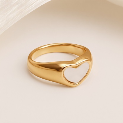 Metallic Texture Mother - of - Pearl Ring Set - Trendy and Versatile Unisex Accessory