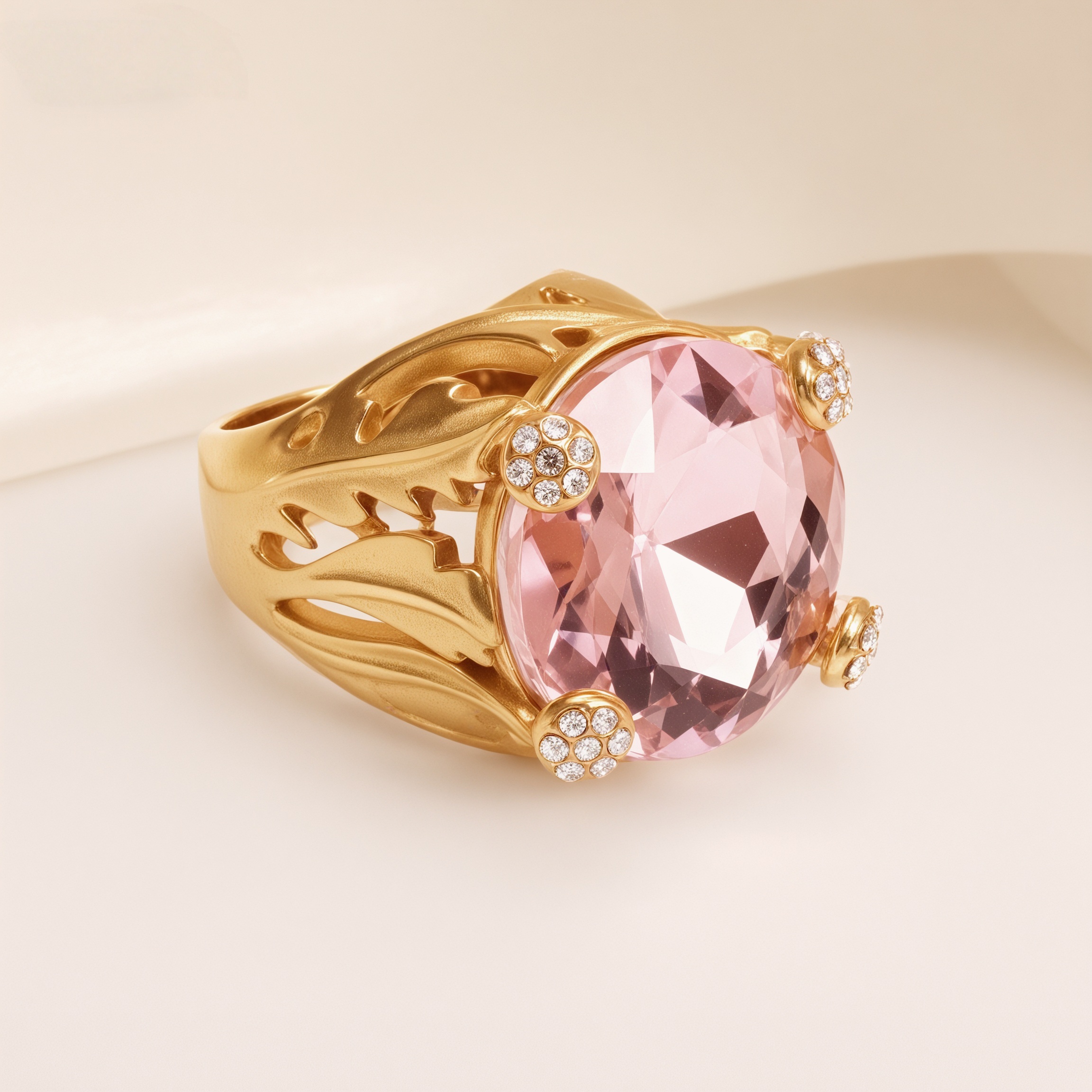 Gold-Tone Gemstone Women's Stainless Steel Ring  | K003078-JinBaoJewerly