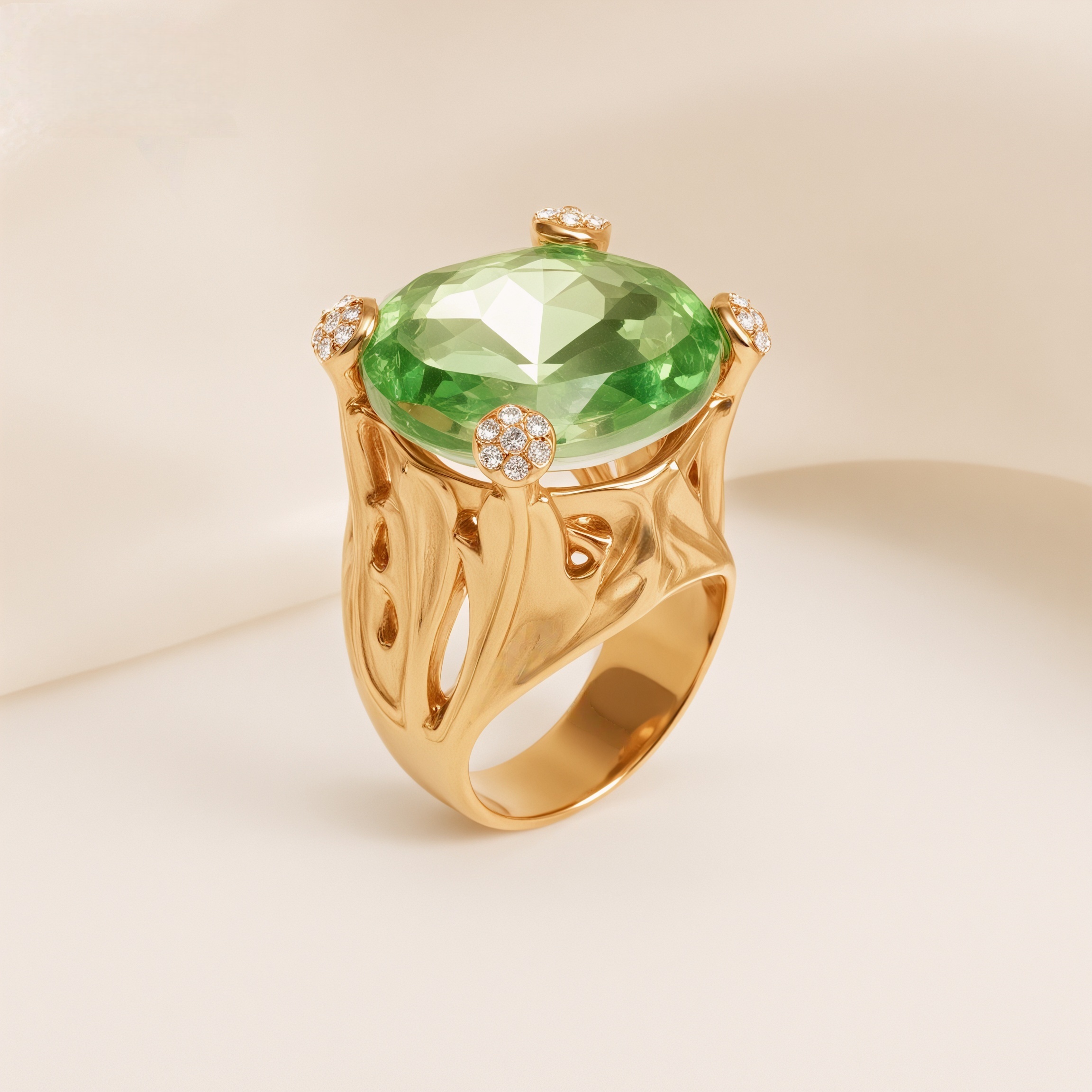 Gold-Tone Gemstone Women's Stainless Steel Ring  | K003078-JinBaoJewerly