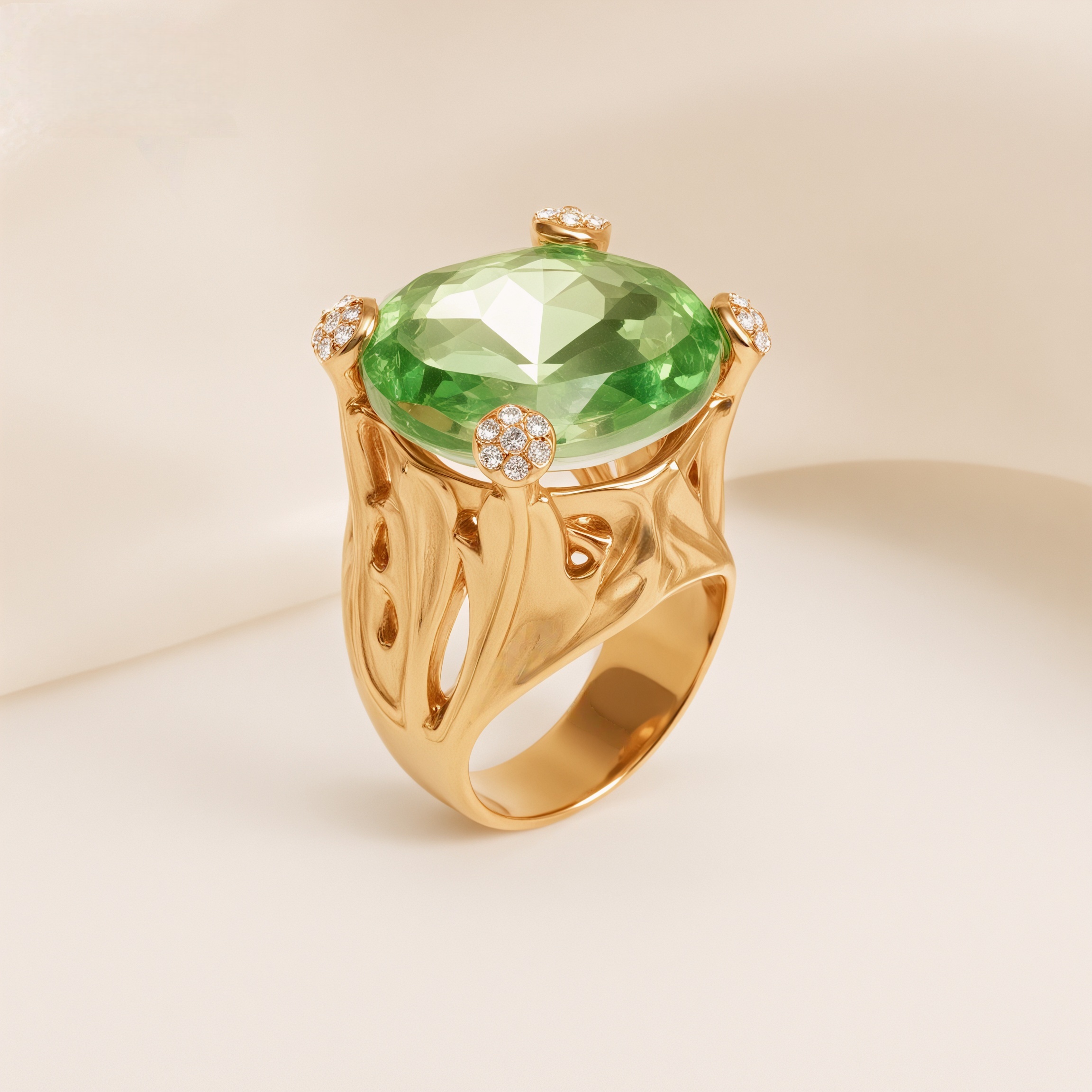 Gold-Tone Gemstone Women's Stainless Steel Ring  | K003078-JinBaoJewerly