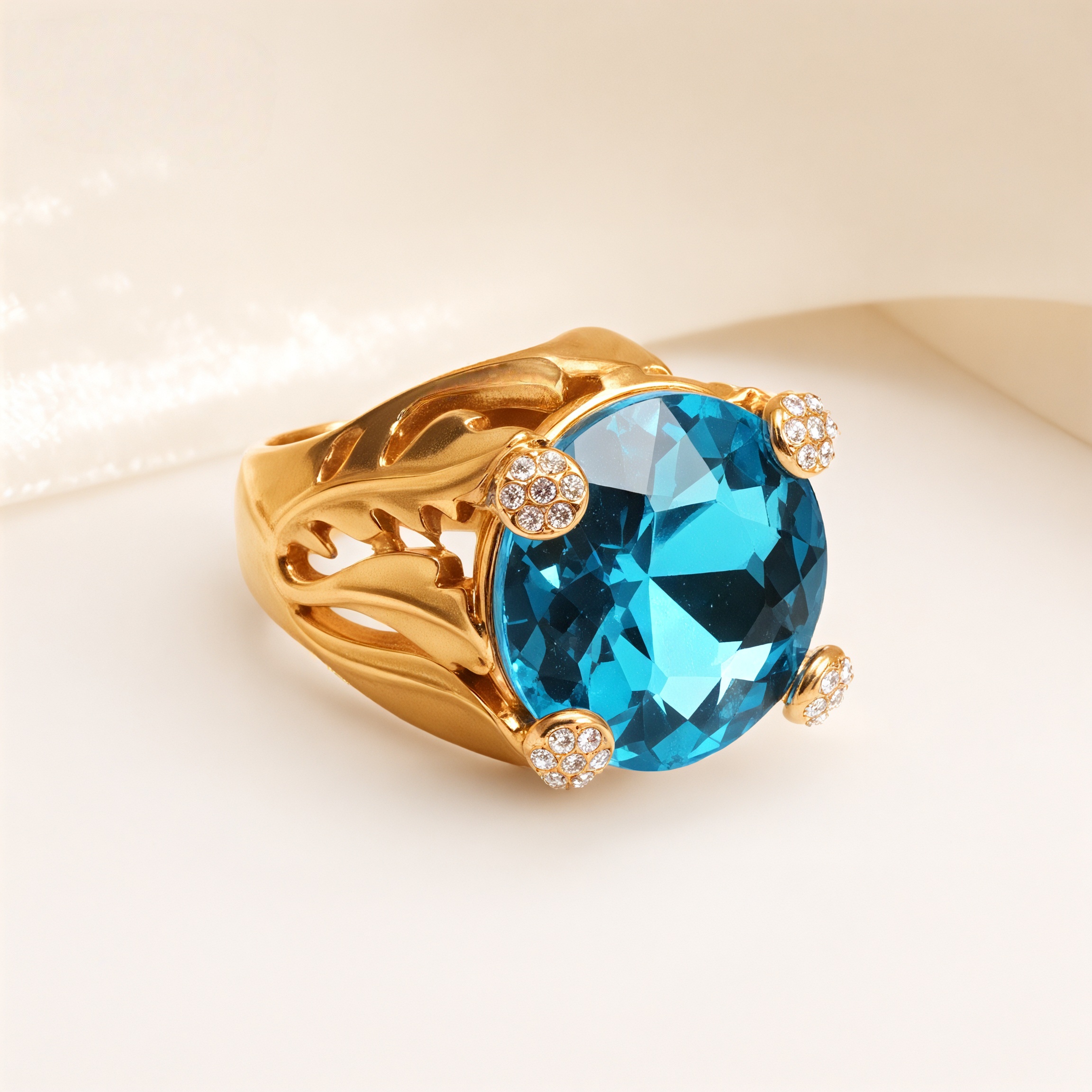 Fashionable gold-tone multi-colored gemstone stainless steel women's ring | K003078-JinBaoJewerly