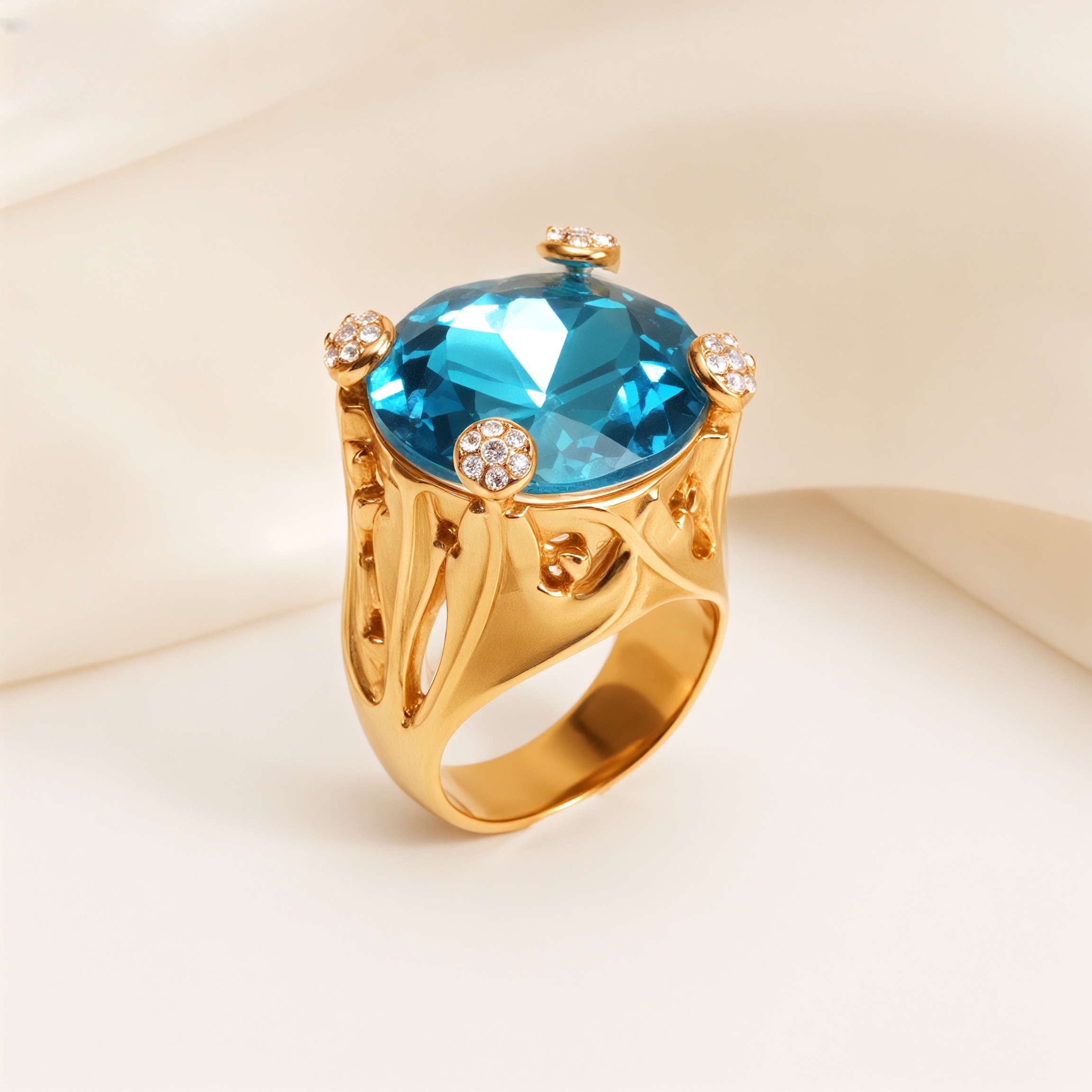 Fashionable Gold Multicolored Gemstone Ring Group - Eye - Catching Items for Stylish Outfits | K003078-JinBaoJewerly