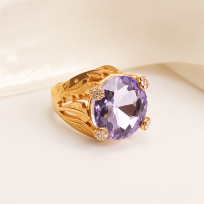 Fashionable Gold Multicolored Gemstone Ring Group - Eye - Catching Items for Stylish Outfits | K003078-JinBaoJewerly