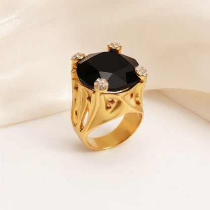 Fashionable Gold Multicolored Gemstone Ring Group - Eye - Catching Items for Stylish Outfits | K003078-JinBaoJewerly