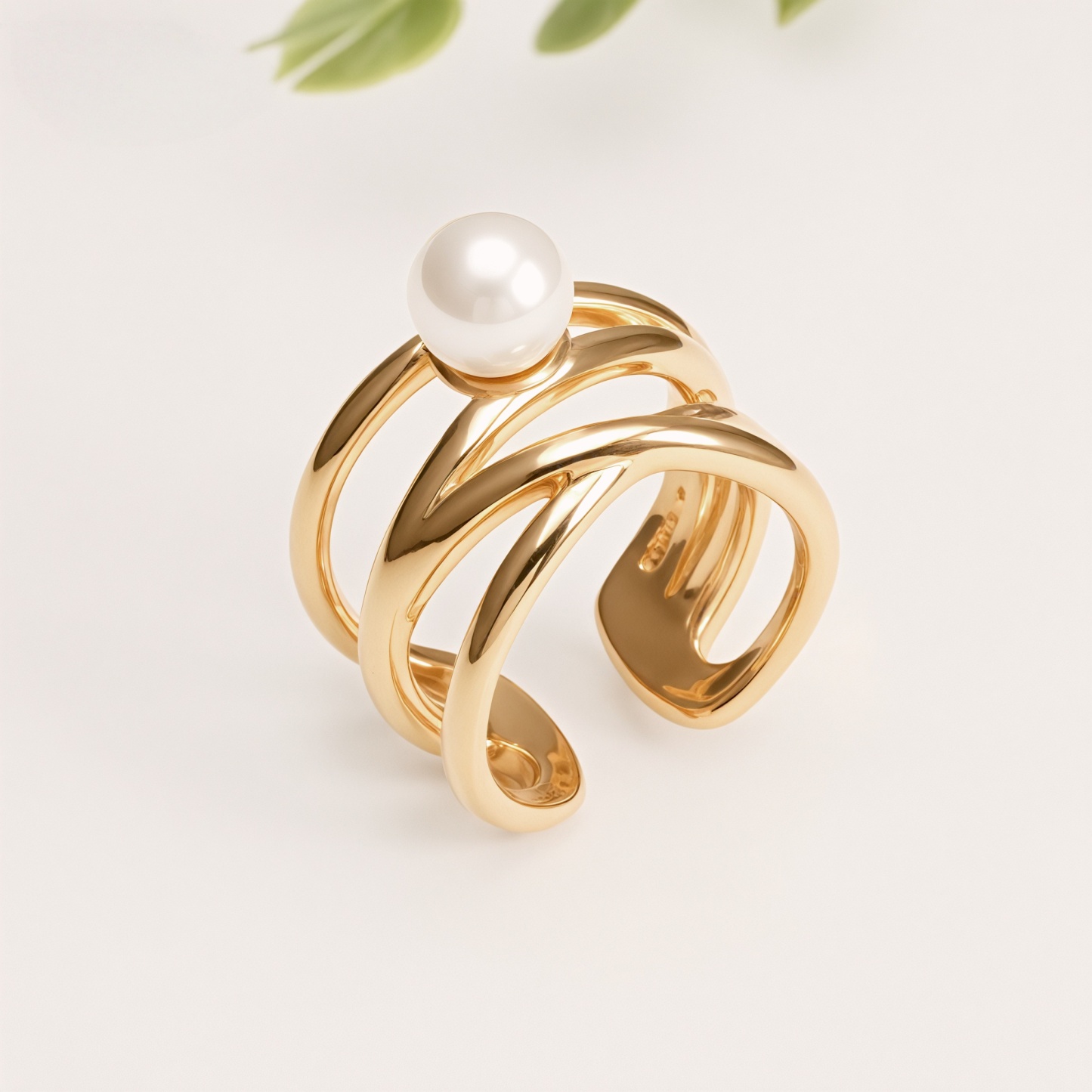 Metallic Texture Pearl Ring - Trendy and Versatile Unisex Accessory