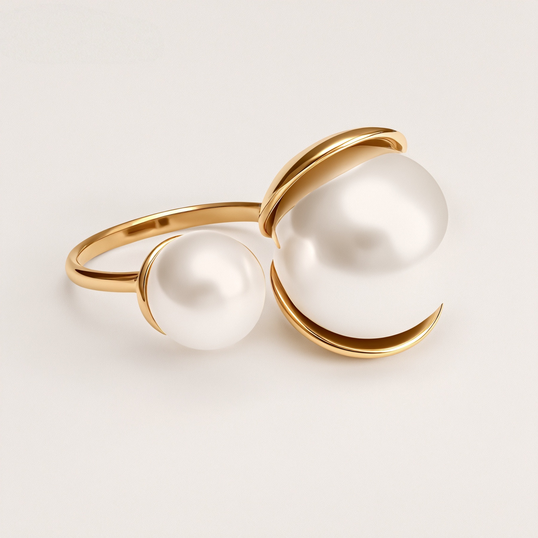 Metallic Texture Pearl Ring - Trendy and Versatile Unisex Accessory
