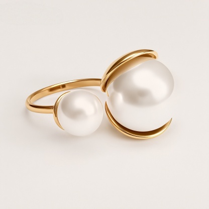 Metallic Texture Pearl Ring - Trendy and Versatile Unisex Accessory