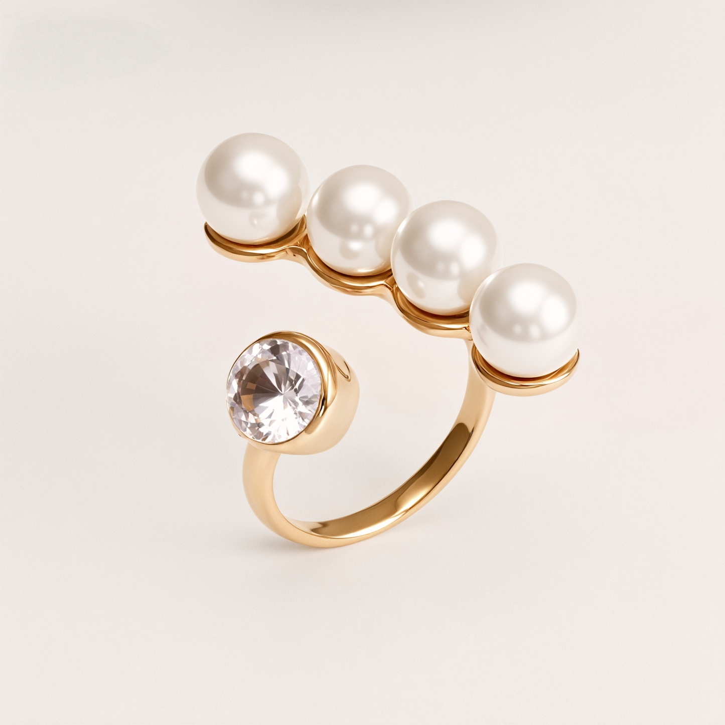Metallic Texture Pearl Ring - Trendy and Versatile Unisex Accessory