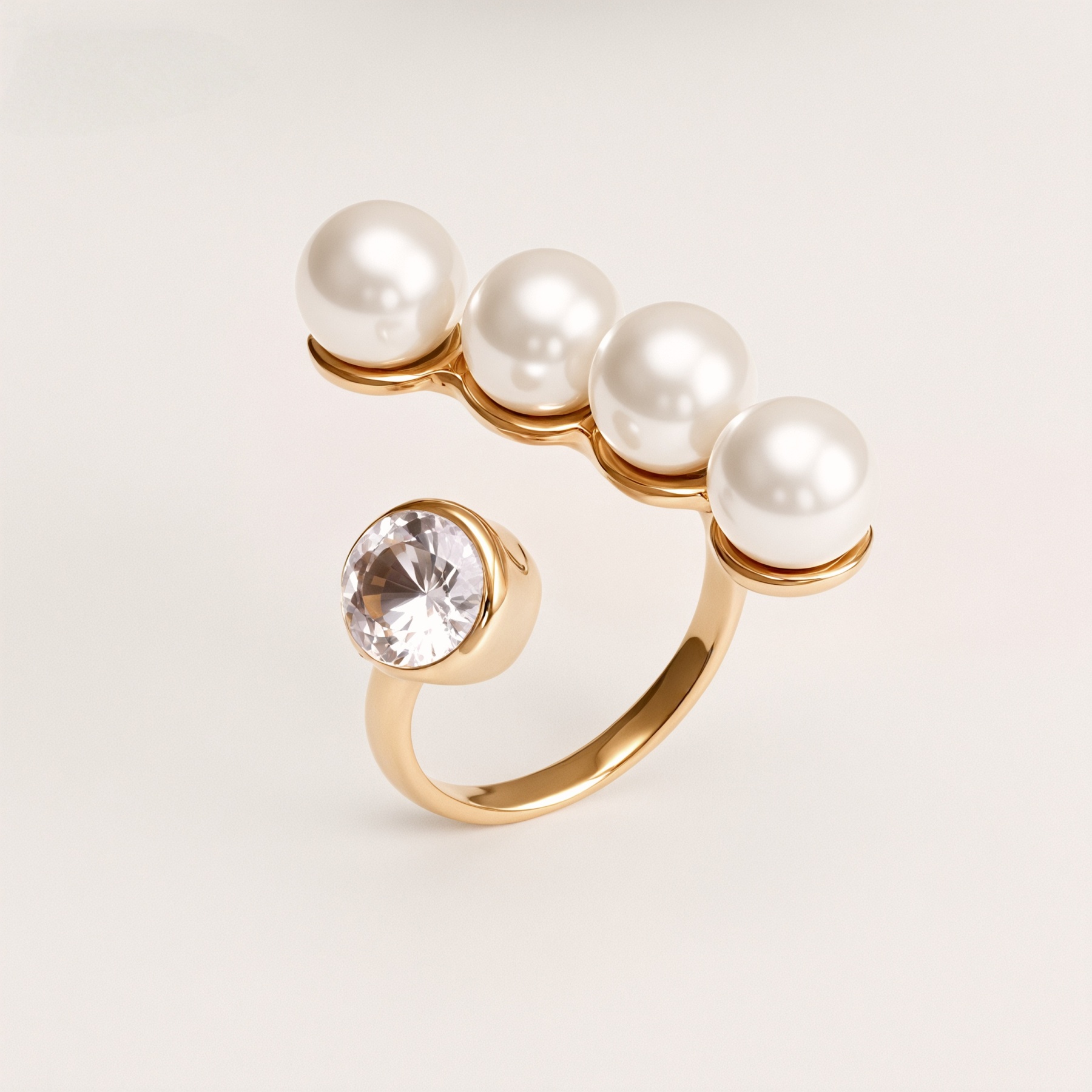 Metallic Texture Pearl Ring - Trendy and Versatile Unisex Accessory