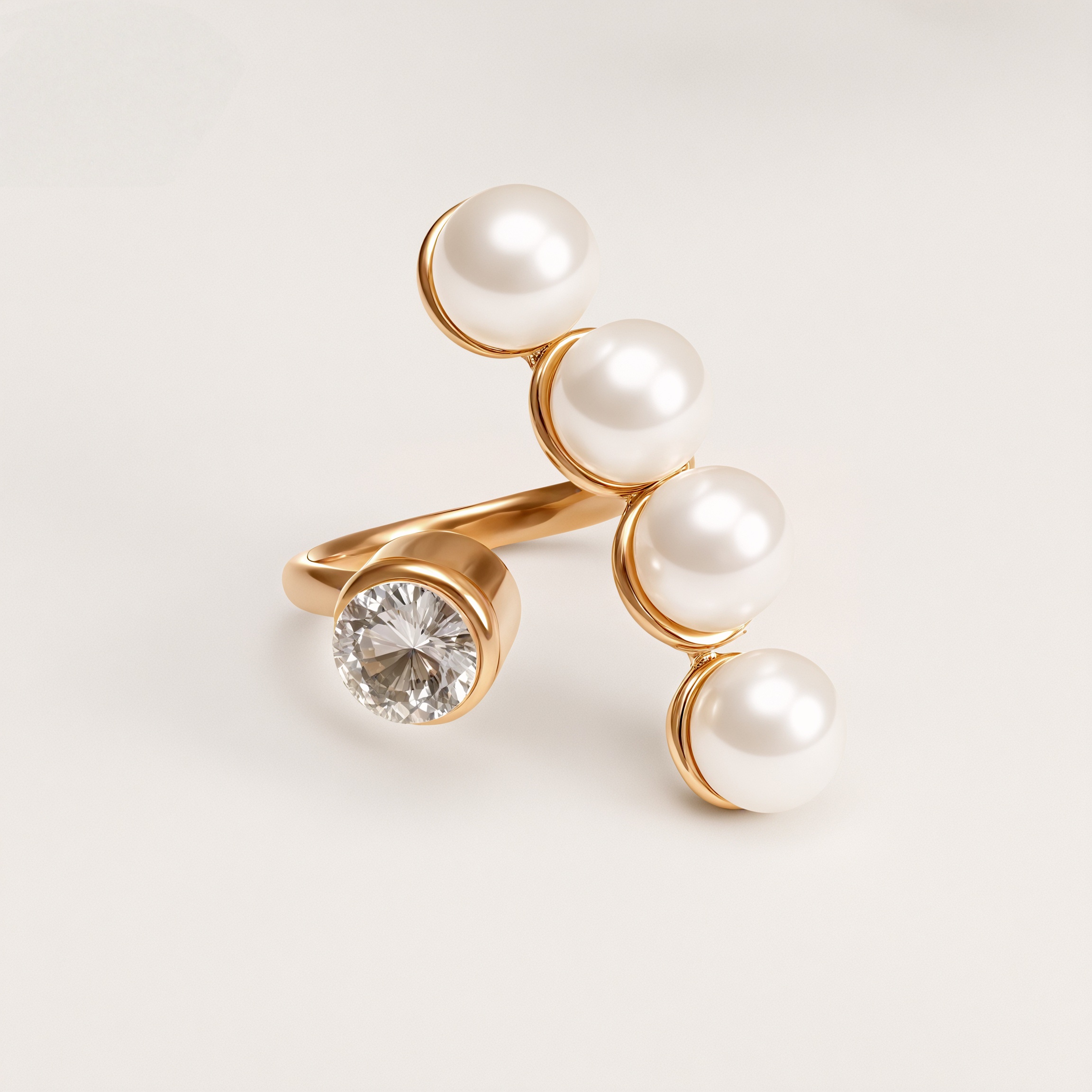 Metallic Texture Pearl Ring - Trendy and Versatile Unisex Accessory