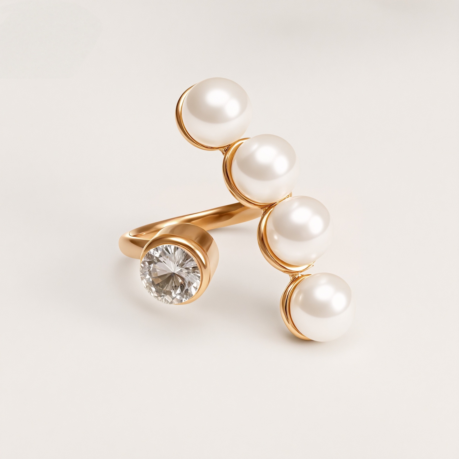 Metallic Texture Pearl Ring - Trendy and Versatile Unisex Accessory