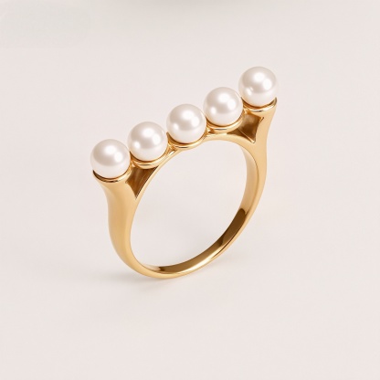 Metallic Texture Pearl Ring - Trendy and Versatile Unisex Accessory