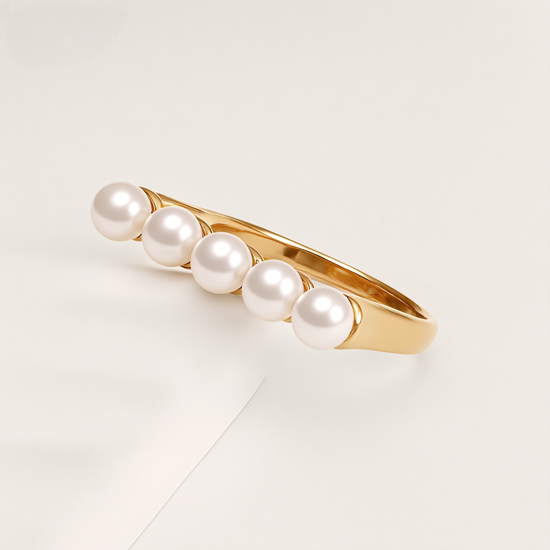 Metallic Texture Pearl Ring - Trendy and Versatile Unisex Accessory
