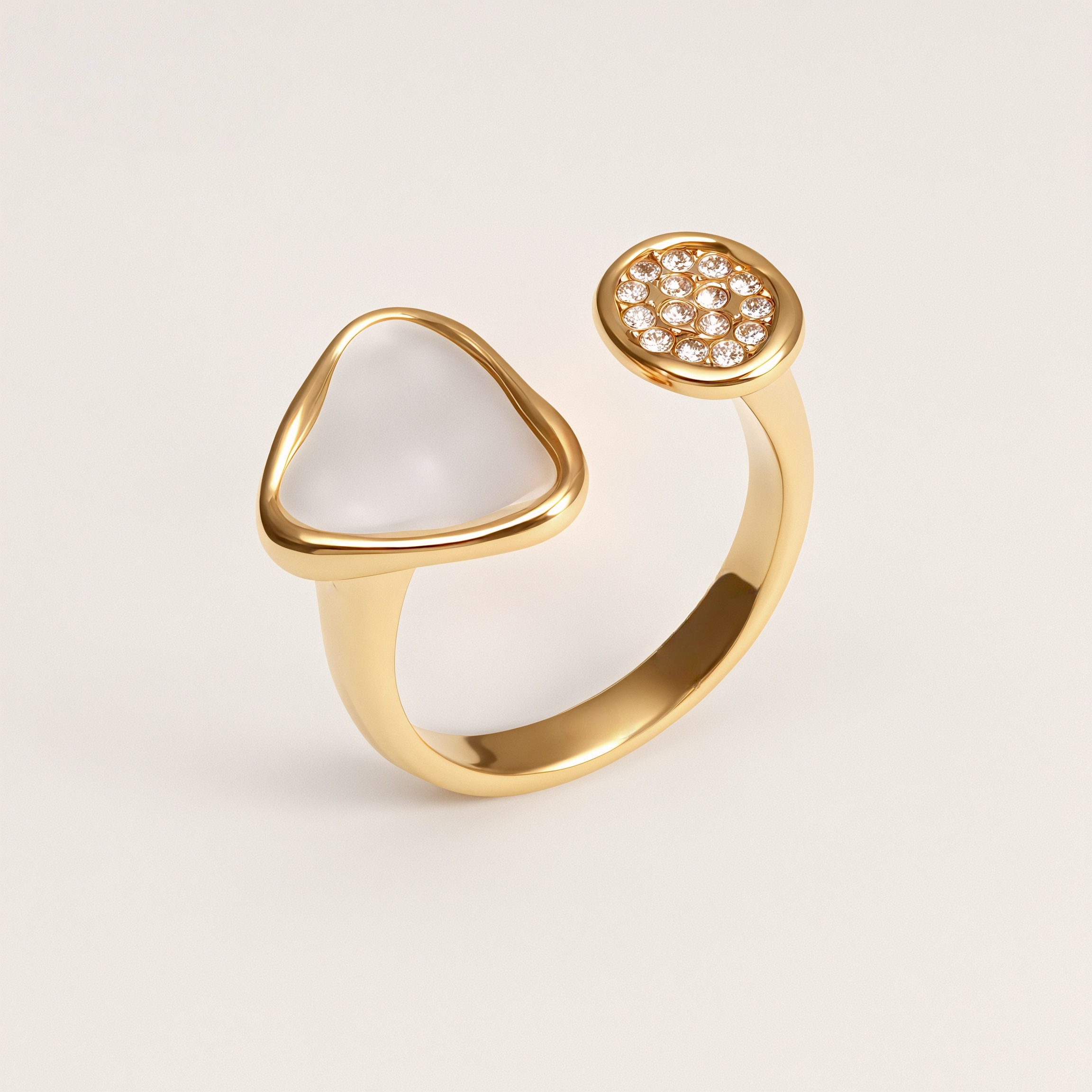 Vintage Gold Heart Pearl Shell Ring Set, Stainless Steel Stackable Rings, Minimalist Luxury Rings for Women 
