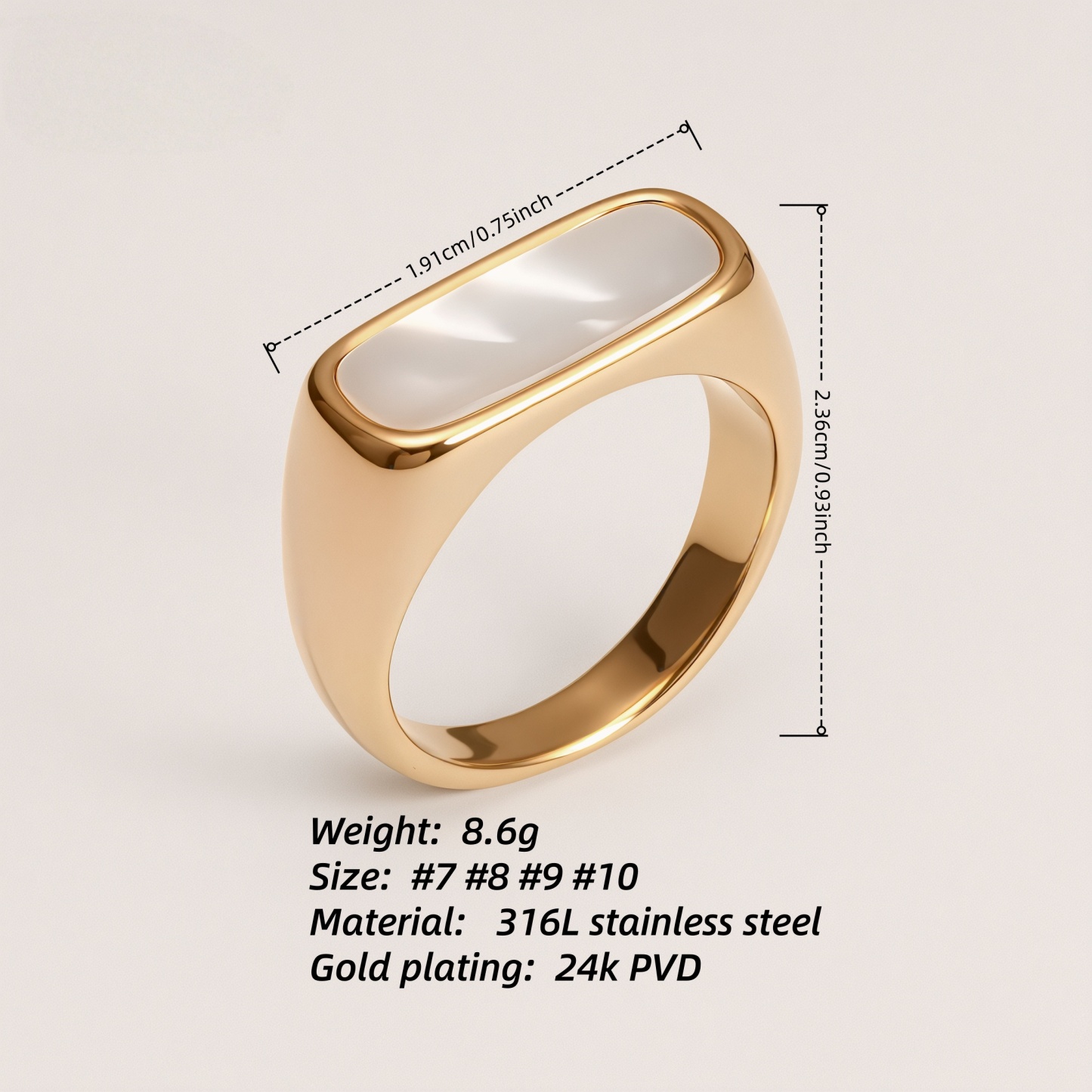 Vintage Gold Heart Pearl Shell Ring Set, Stainless Steel Stackable Rings, Minimalist Luxury Rings for Women 