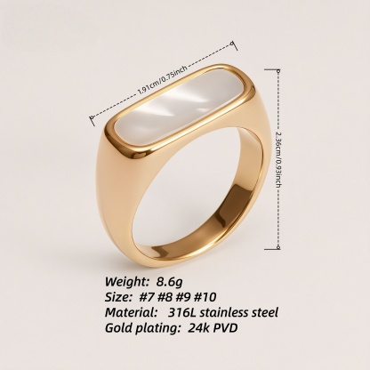 Vintage Gold Heart Pearl Shell Ring Set, Stainless Steel Stackable Rings, Minimalist Luxury Rings for Women 