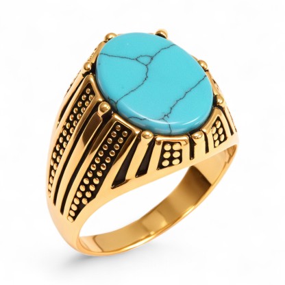 Vintage Style Assorted Stone Stainless Steel Men's Ring丨K00930J-JinBaoJewerly