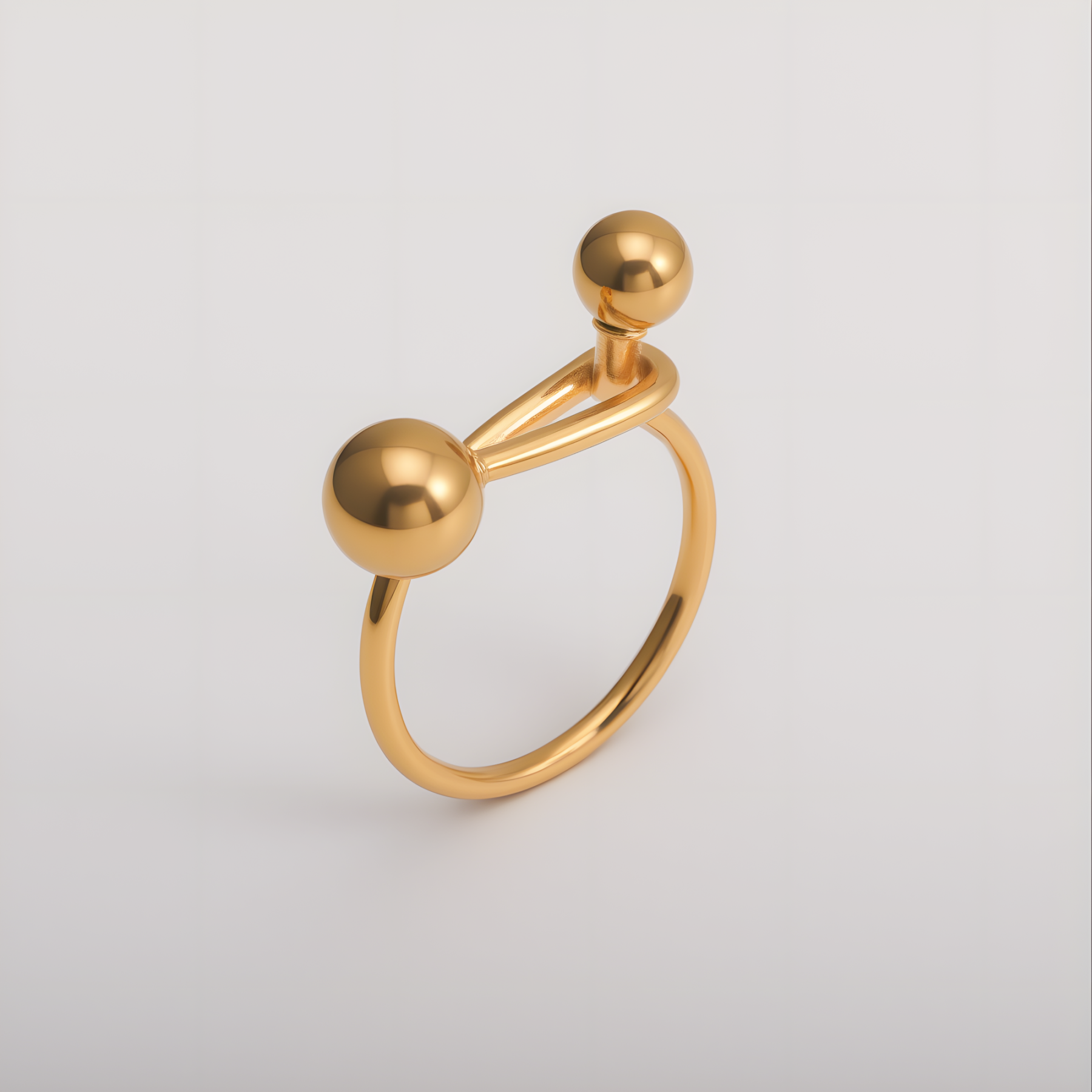 Creative Double Ball Ring Ladies Stainless Steel Ring丨G003607-JinBaoJewerly