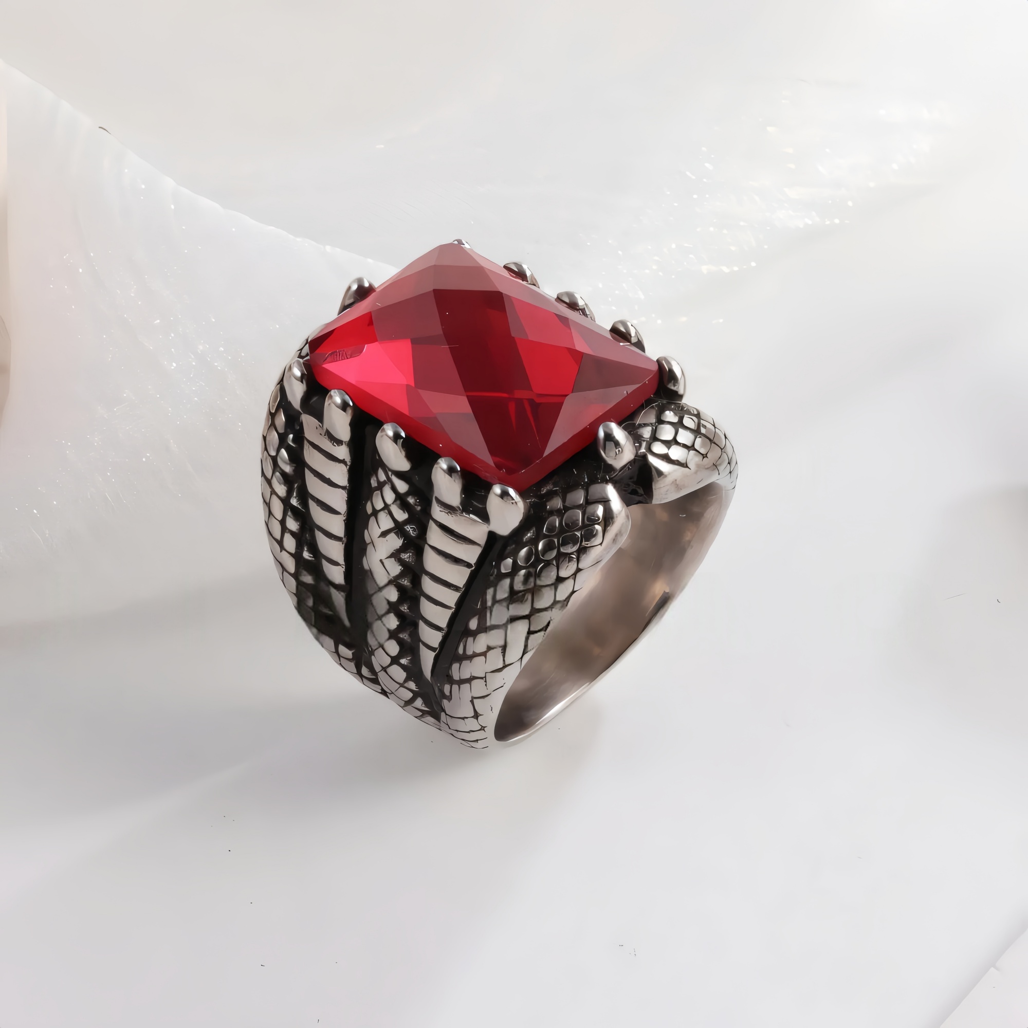 Vintage Square Multicolor Gemstone Stainless Steel Men's Ring | BL458-JinBaoJewerly