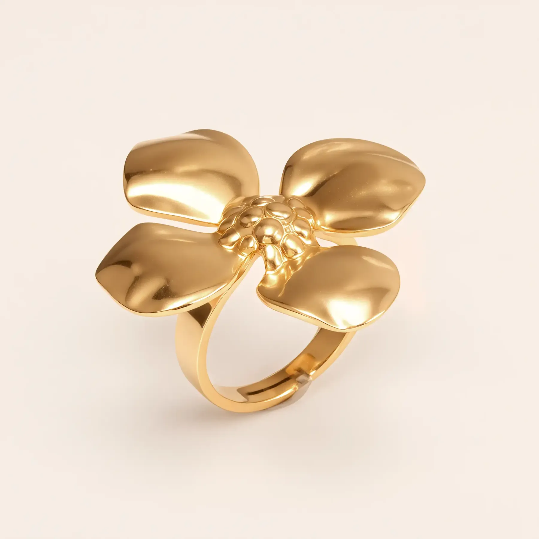 Retro Style Textured Flower Stainless Steel Women's Ring丨G005676-JinBaoJewerly