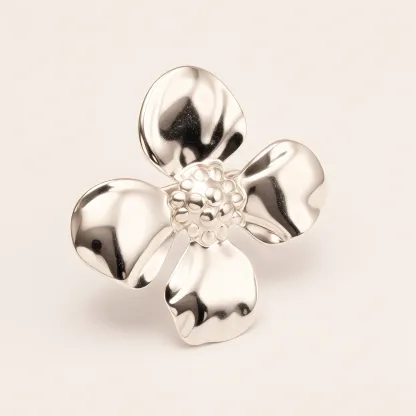 Retro Style Textured Flower Stainless Steel Women's Ring丨G005676-JinBaoJewerly
