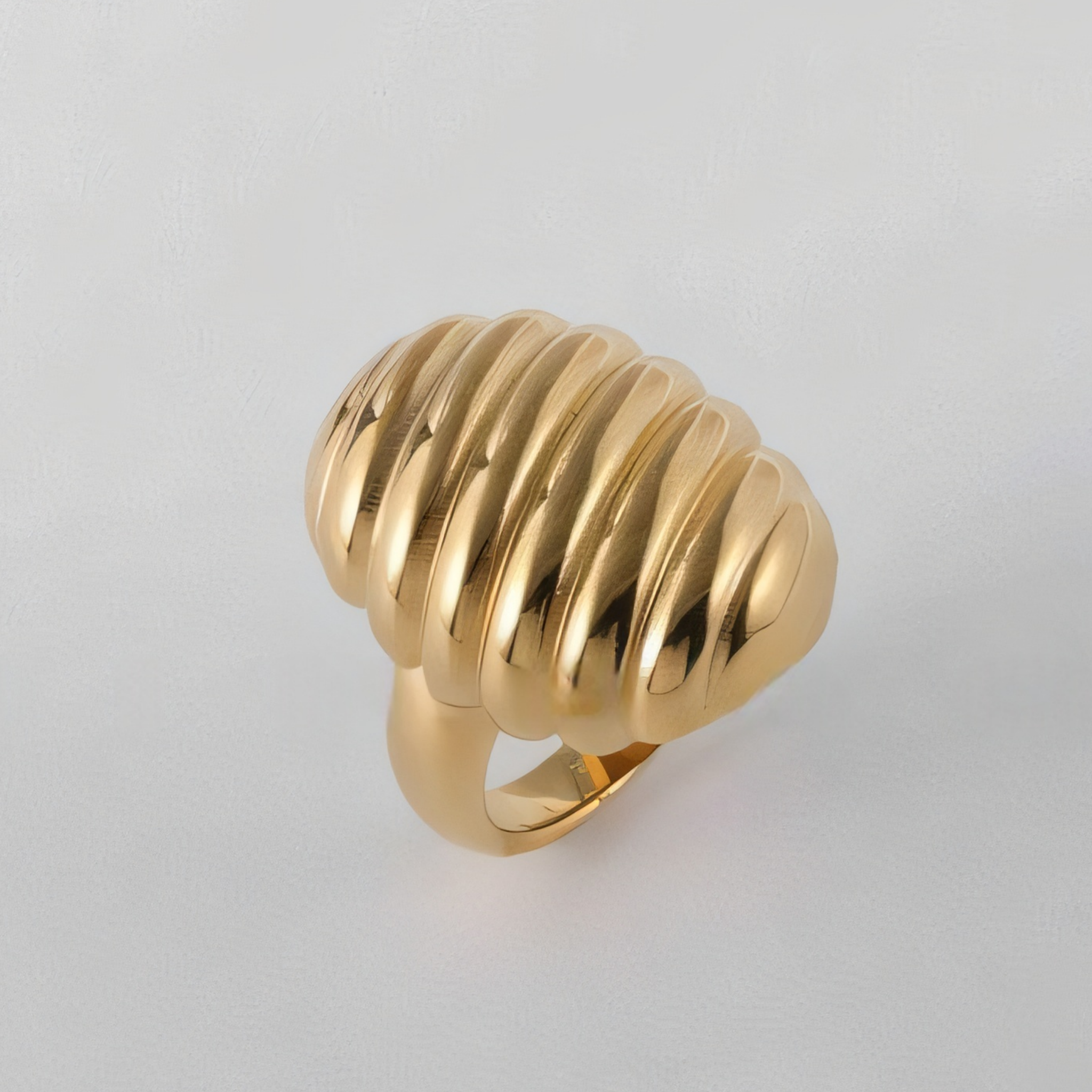 Ribbed Oval Stainless Steel Ring Modern Design for Women | ML0136-JinBaoJewerly