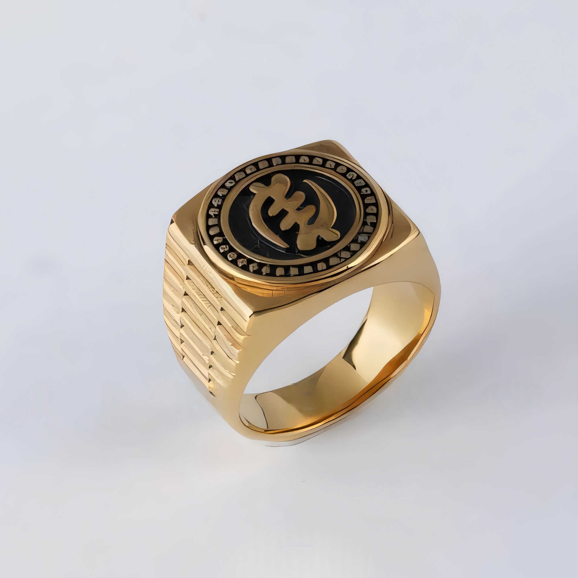 Round Zodiac Pattern Relief Retro Stainless Steel Ring | G003-JinBaoJewerly