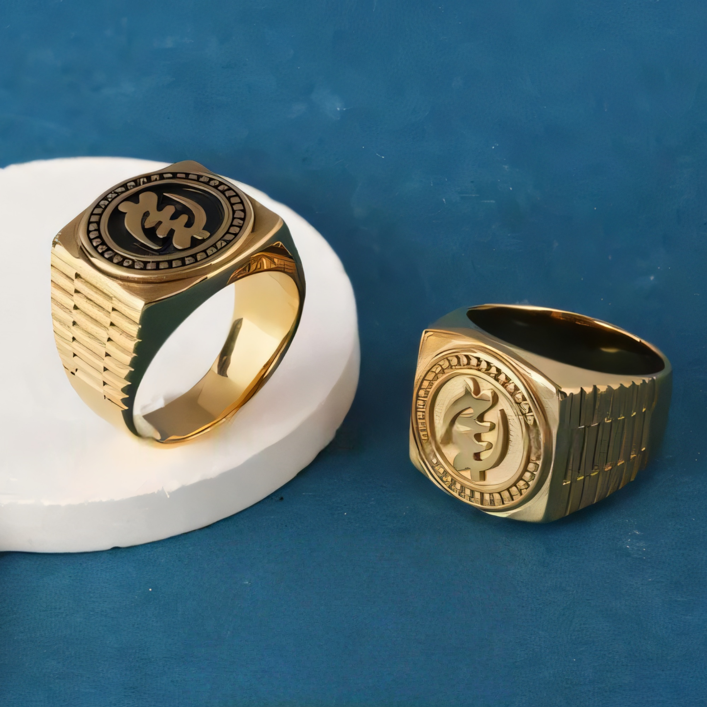 Round Zodiac Pattern Relief Retro Stainless Steel Ring | G003-JinBaoJewerly