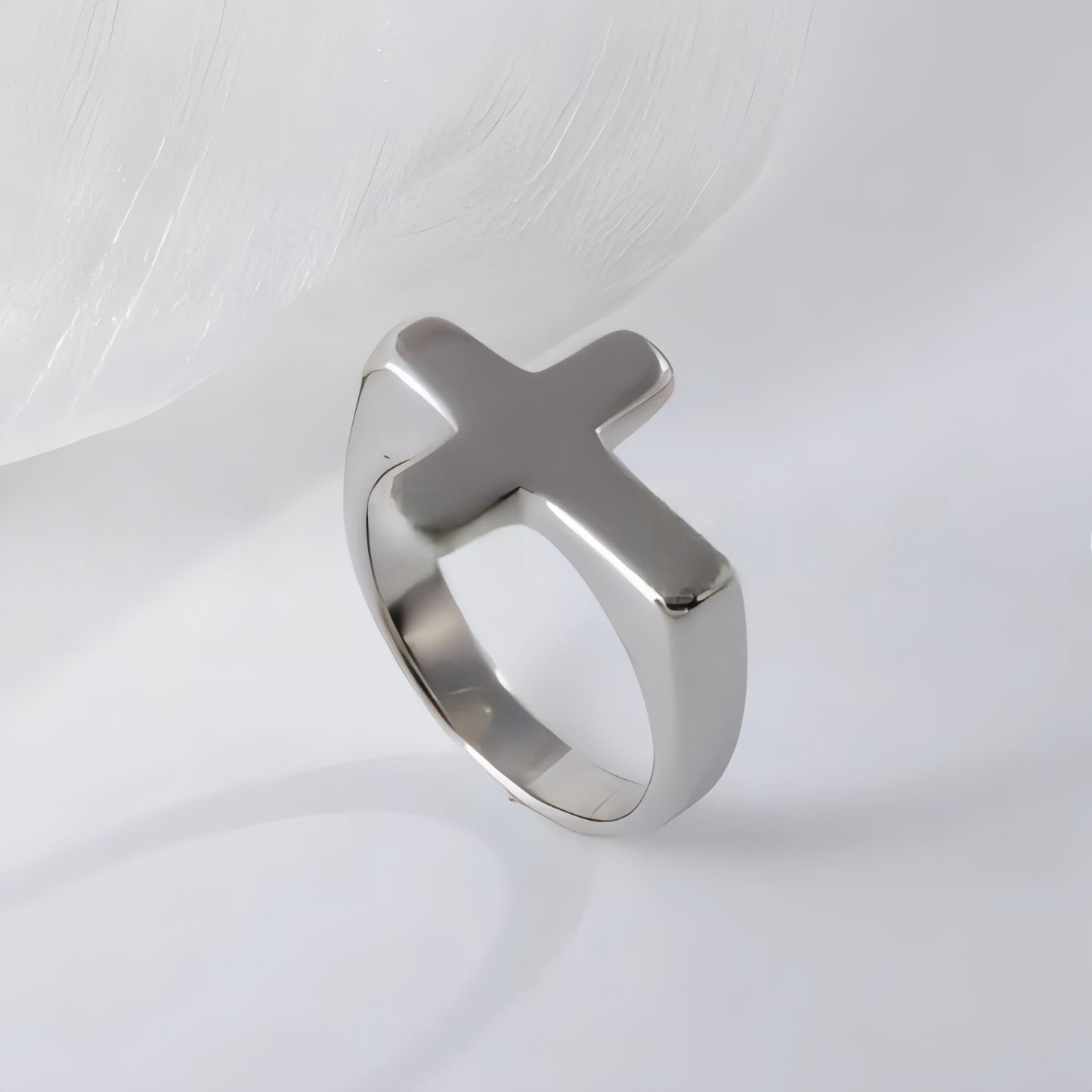 Simple Cross Stainless Steel Ring Unisex Ring | G002608-JinBaoJewerly