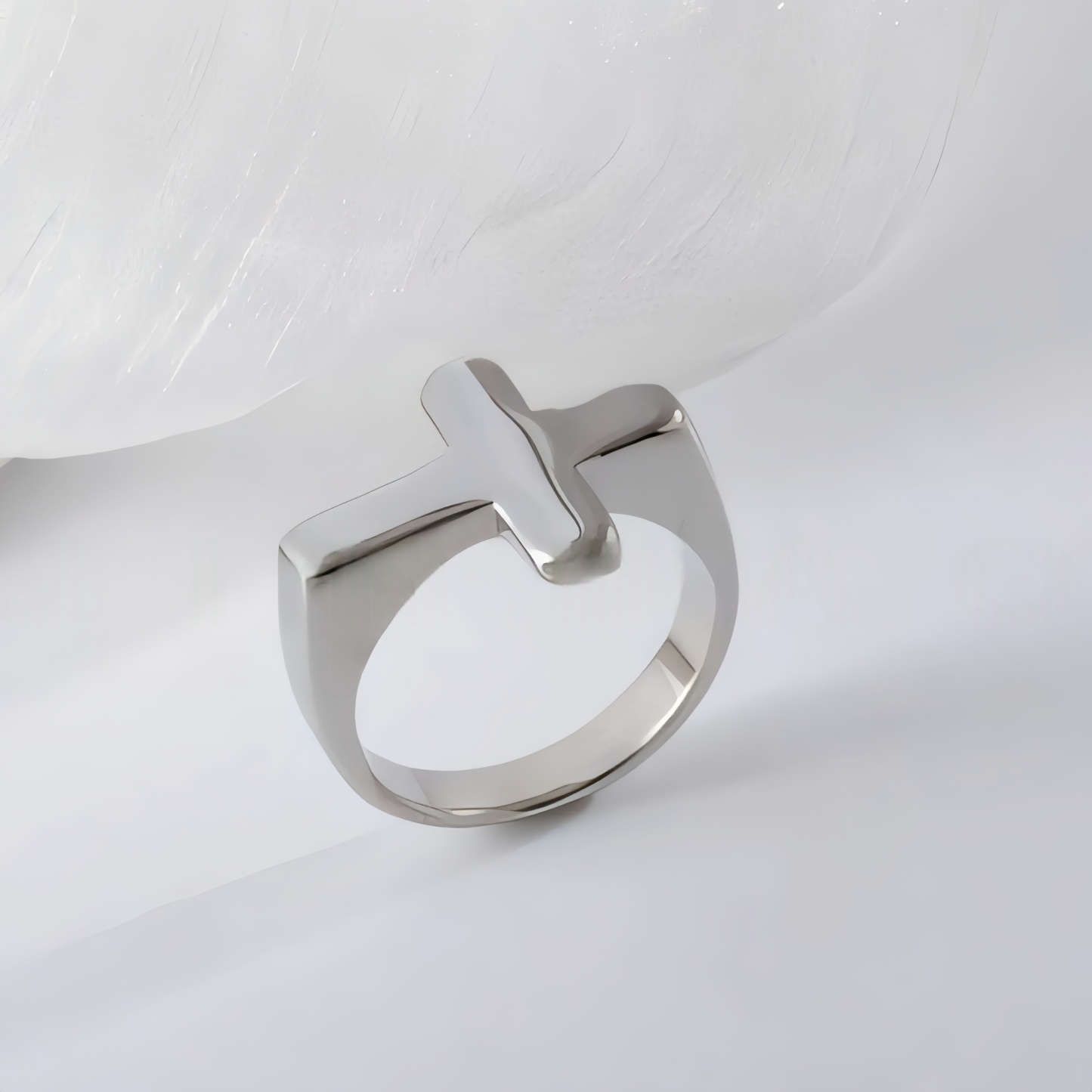Simple Cross Stainless Steel Ring Unisex Ring | G002608-JinBaoJewerly