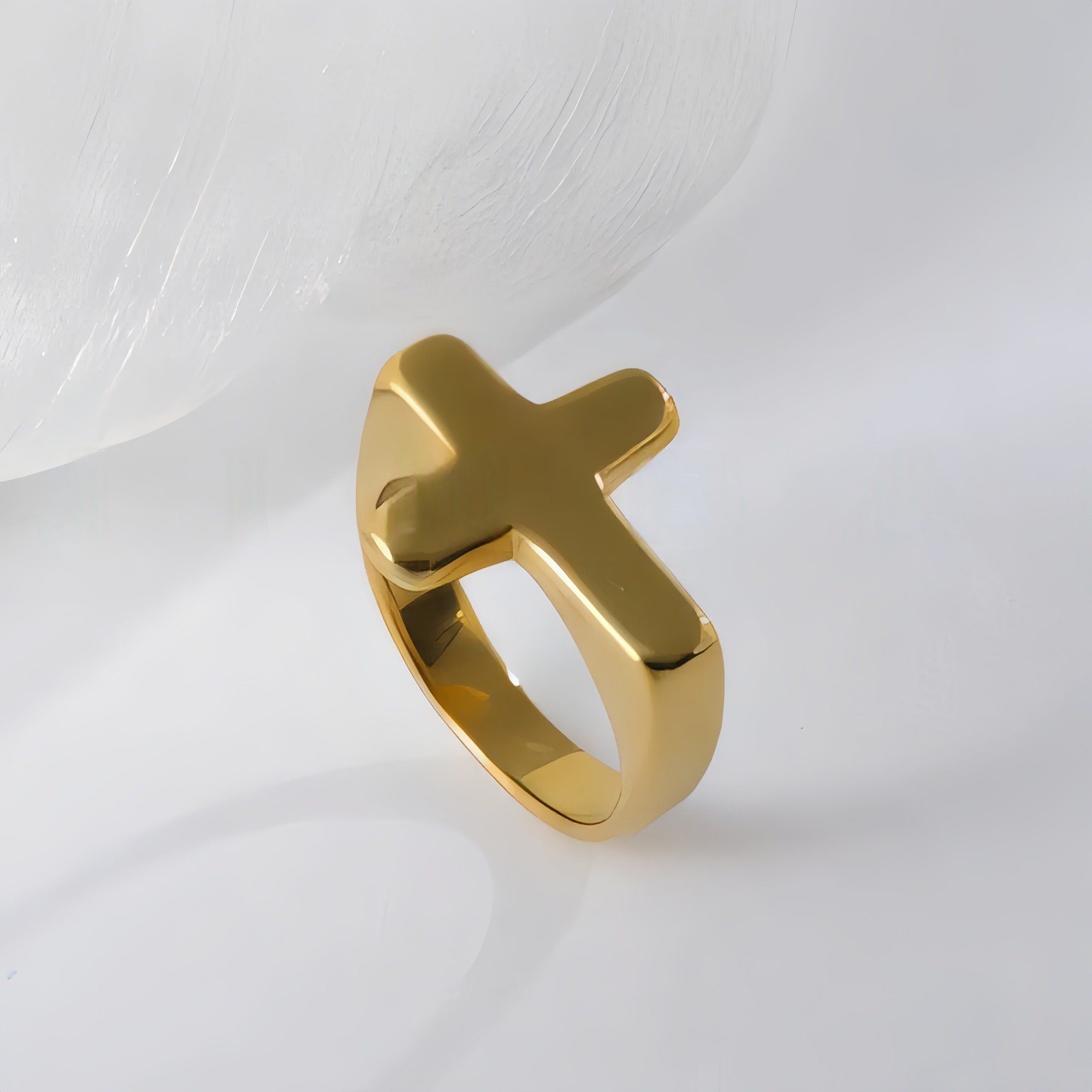 Simple Cross Stainless Steel Ring Unisex Ring | G002608-JinBaoJewerly