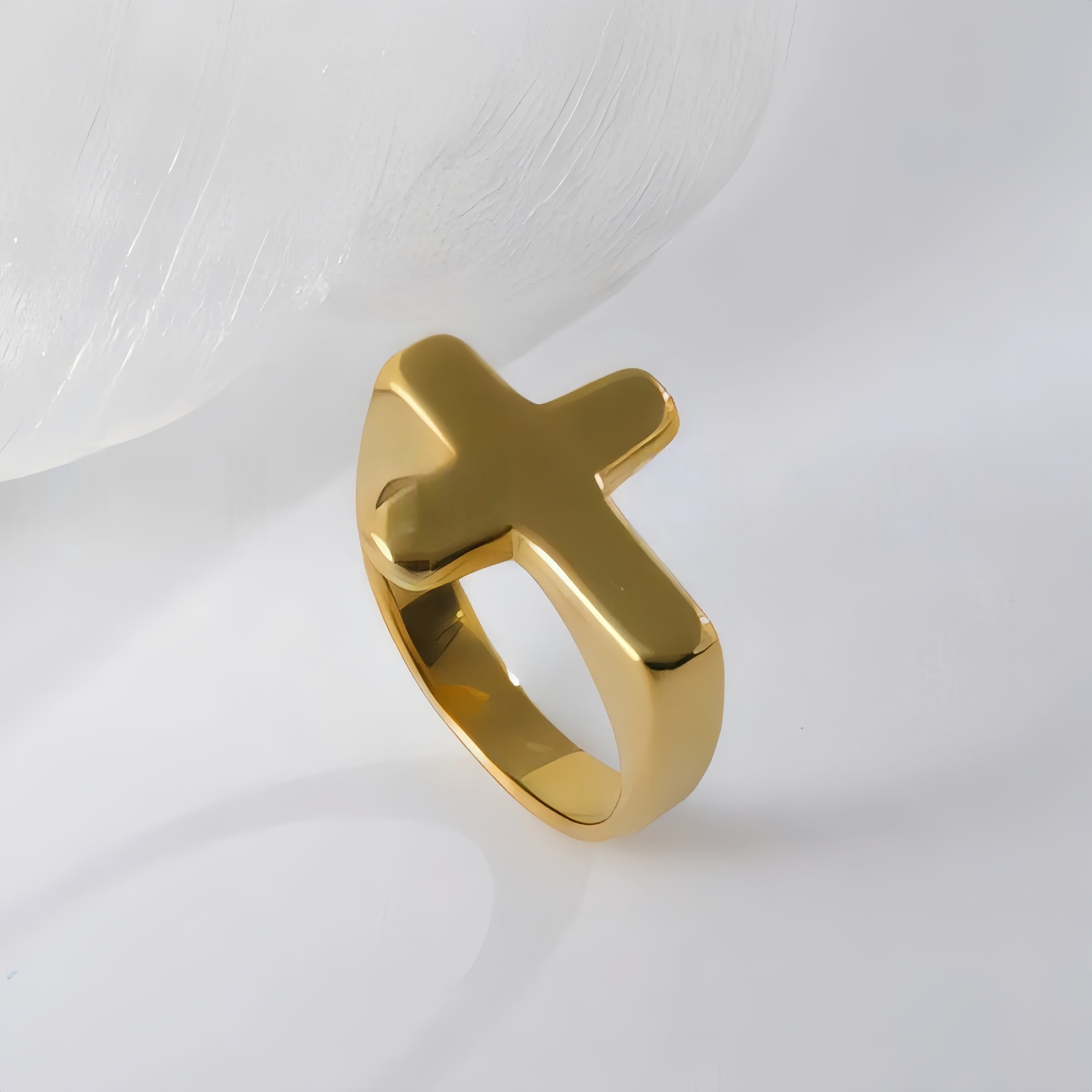 Simple Cross Stainless Steel Ring Unisex Ring | G002608-JinBaoJewerly