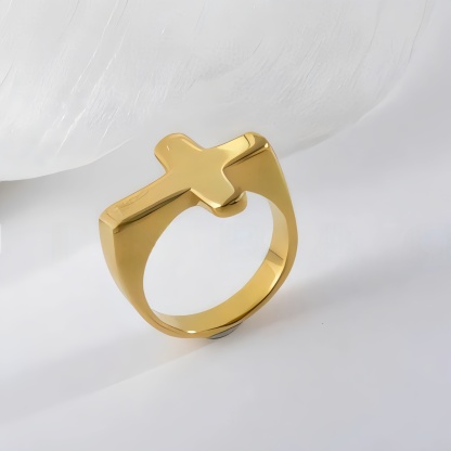 Simple Cross Stainless Steel Ring Unisex Ring | G002608-JinBaoJewerly