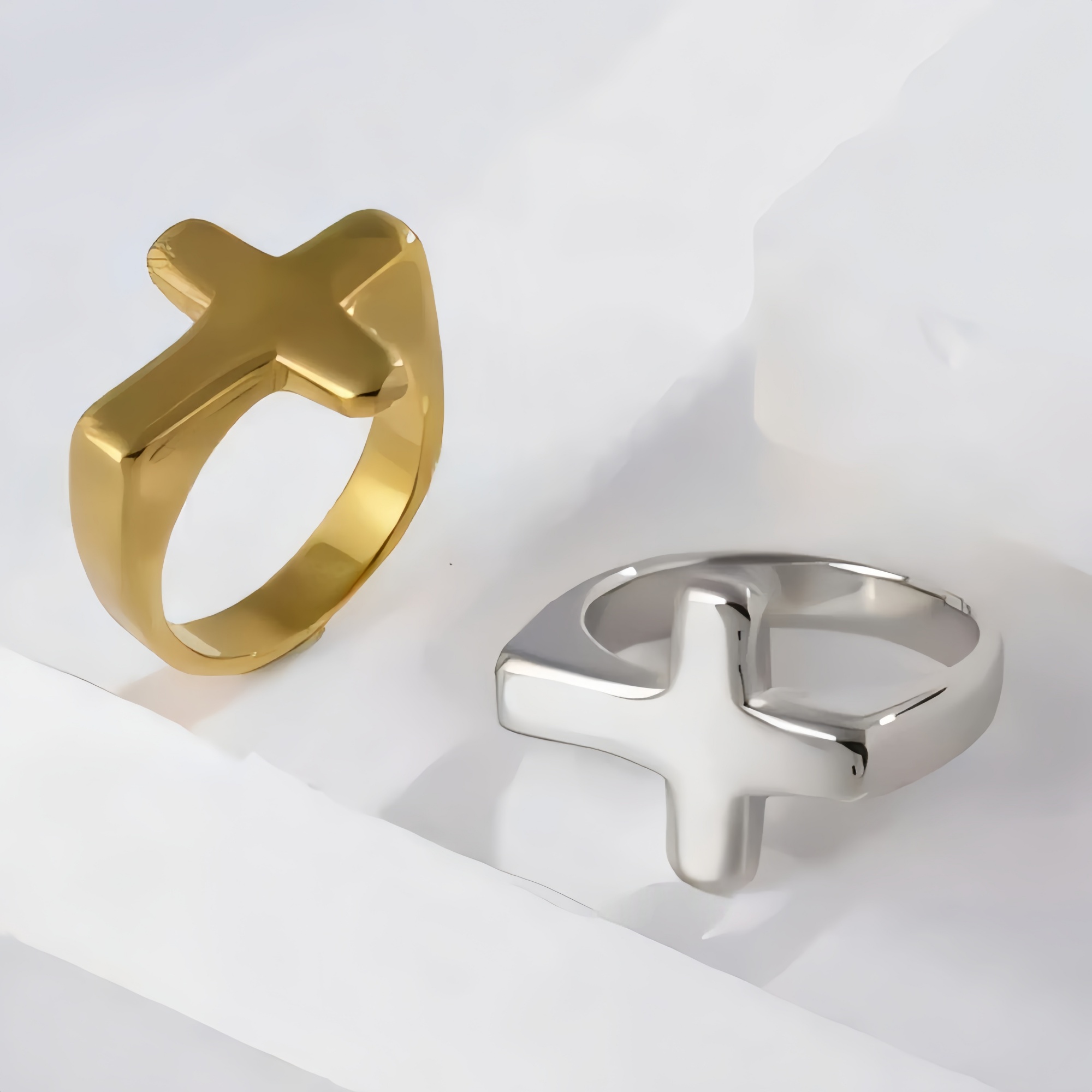 Simple Cross Stainless Steel Ring Unisex Ring | G002608-JinBaoJewerly