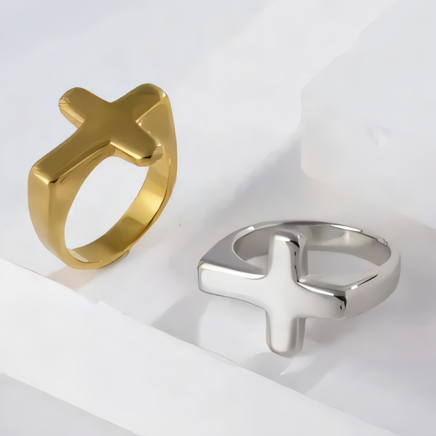 Simple Cross Stainless Steel Ring Unisex Ring | G002608-JinBaoJewerly