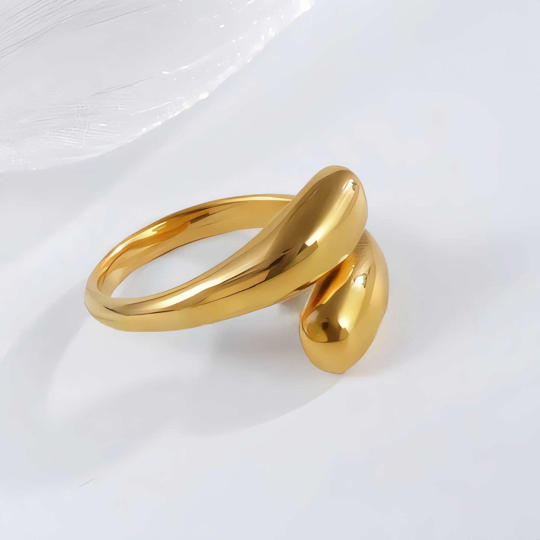 Smooth Streamlined Stainless Steel Fashion Ring for Women | N0094-JinBaoJewerly