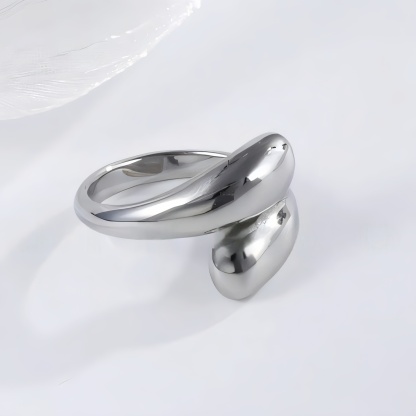 Smooth Streamlined Stainless Steel Fashion Ring for Women | N0094-JinBaoJewerly