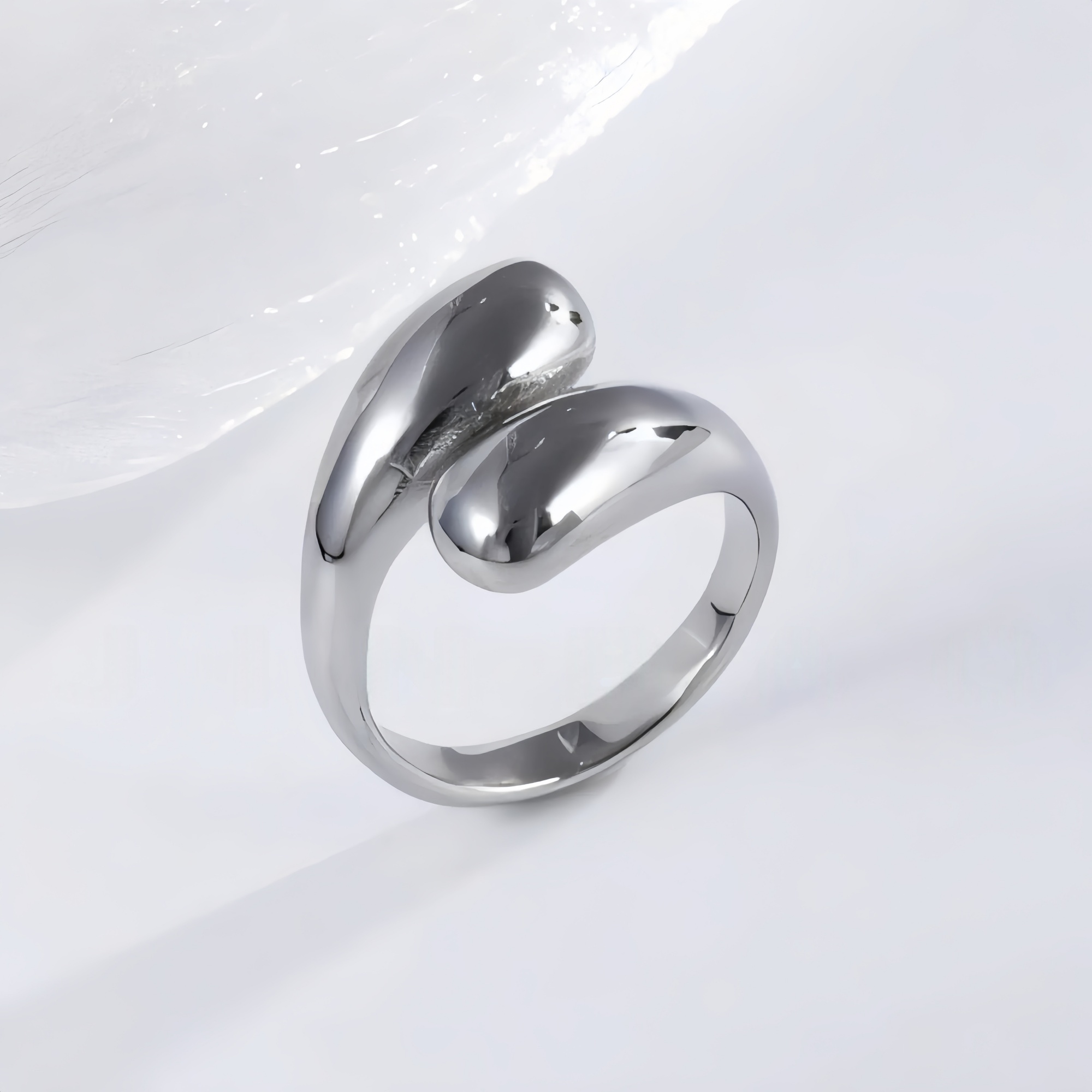 Smooth Streamlined Stainless Steel Fashion Ring for Women | N0094-JinBaoJewerly