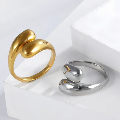 Smooth Streamlined Stainless Steel Fashion Ring for Women | N0094-JinBaoJewerly