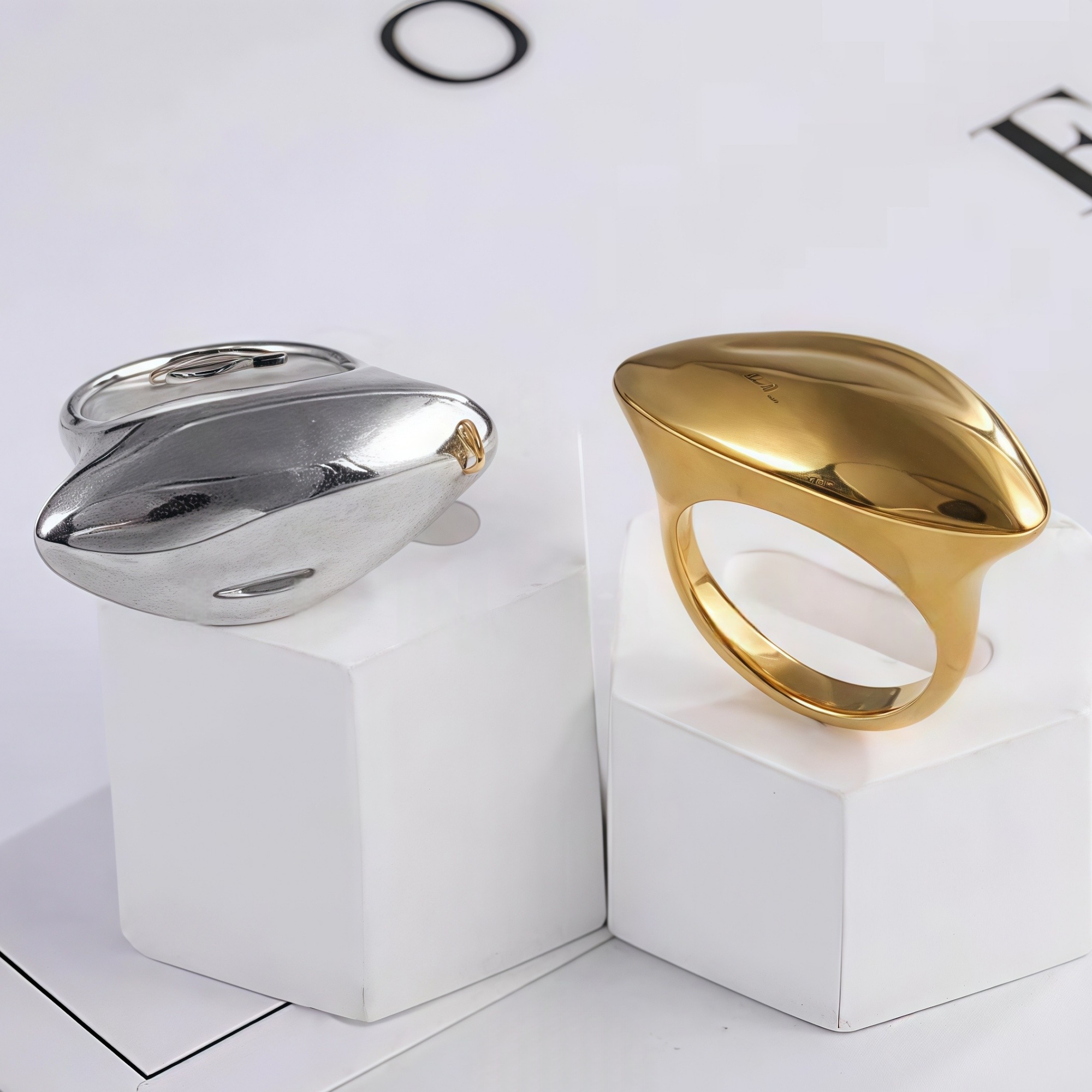Smooth Streamlined Stainless Steel Ring Women's Simple Fashion Design | G003990-JinBaoJewerly