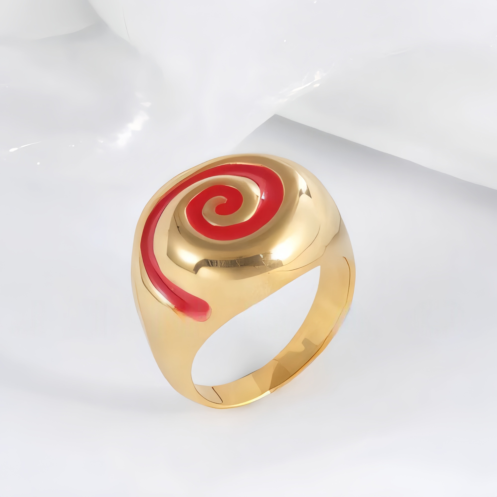 Trendy Stainless Steel Ring with Red Spiral Detail for Women | G003925-JinBaoJewerly