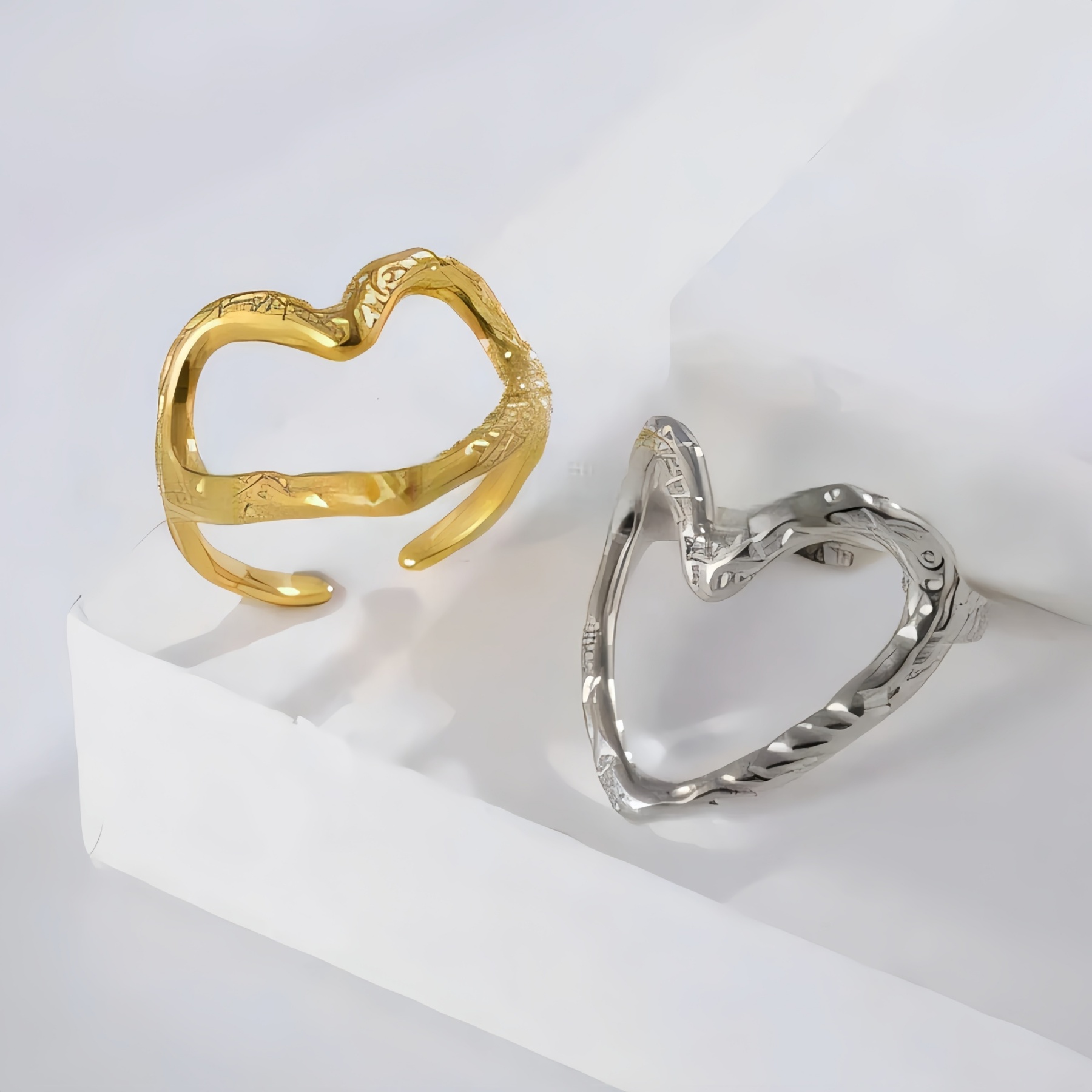 Twisted Heart Stainless Steel Ring Women Ring | G003841-JinBaoJewerly
